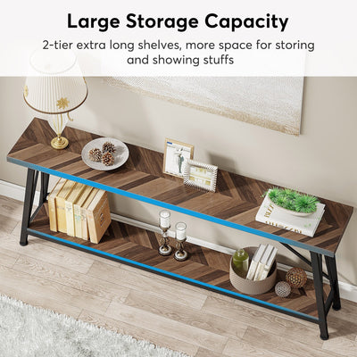 70.9 Inch Extra Long Sofa Table, Industrial Entry Console Table
