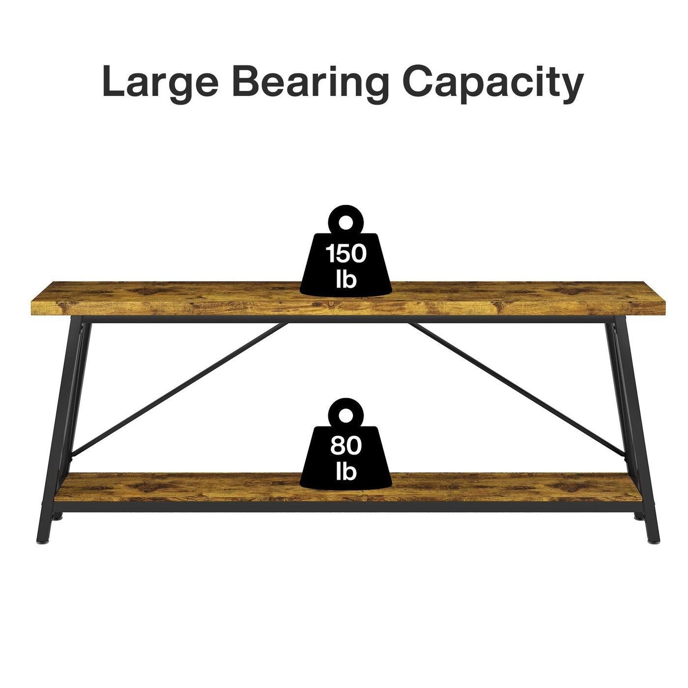 70.9 Inch Extra Long Sofa Table, Industrial Entry Console Table