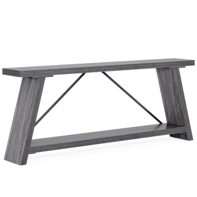 70.9 Inches Long Rustic Wood Console Sofa Table with Storage Shelf