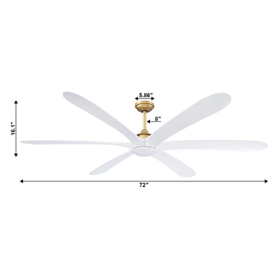 72-inch Driftwood 6-Blade Large DC Ceiling Fan with Light and Remote