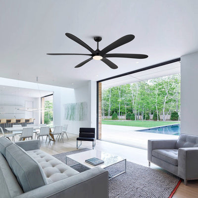 72-inch Driftwood 6-Blade Large DC Ceiling Fan with Light and Remote