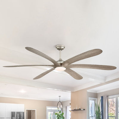 72-inch Driftwood 6-Blade Large DC Ceiling Fan with Light and Remote