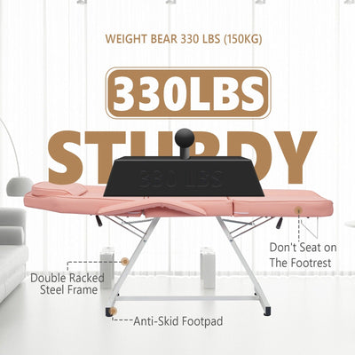 73 Adjustable Beauty Salon Spa Massage Bed Tattoo Chair with Stool