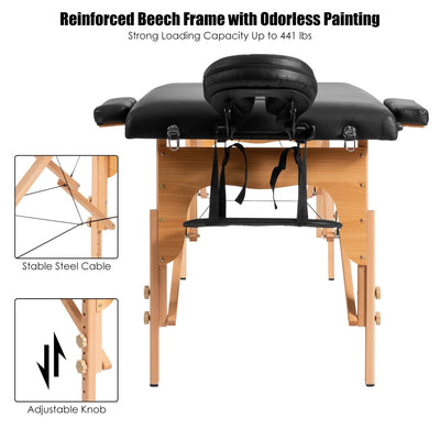 84''L Portable Massage Table Adjustable Facial Spa Bed Tattoo w/ Carry