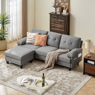 86.22 L Shaped Sectional Sofa with Side Storage Pockets