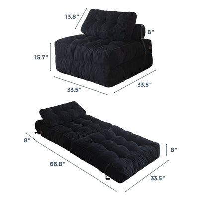 8 Corduroy Folding Couch Sofa Bed,Single