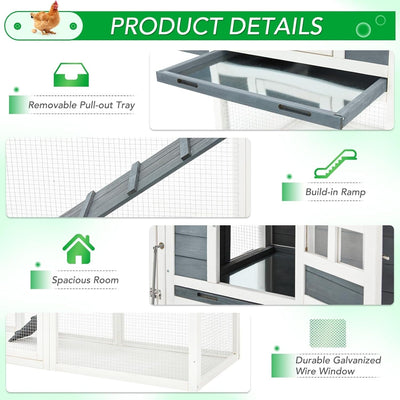 AECOJOY 144'' Large Chicken Coop w/ Run Wooden Hutch Poultry Cage House