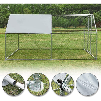 AECOJOY Large Metal Chicken Coop Run Walk-in Metal Chicken Cage
