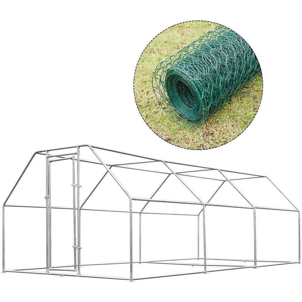 AECOJOY Large Metal Chicken Coop Run Walk-in Metal Chicken Cage
