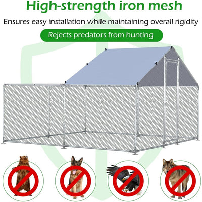 AECOJOY Large Metal Chicken Coop Run Walk-in Metal Chicken Cage