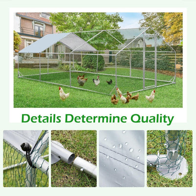 AECOJOY Large Metal Chicken Coop Run Walk-in Metal Chicken Cage