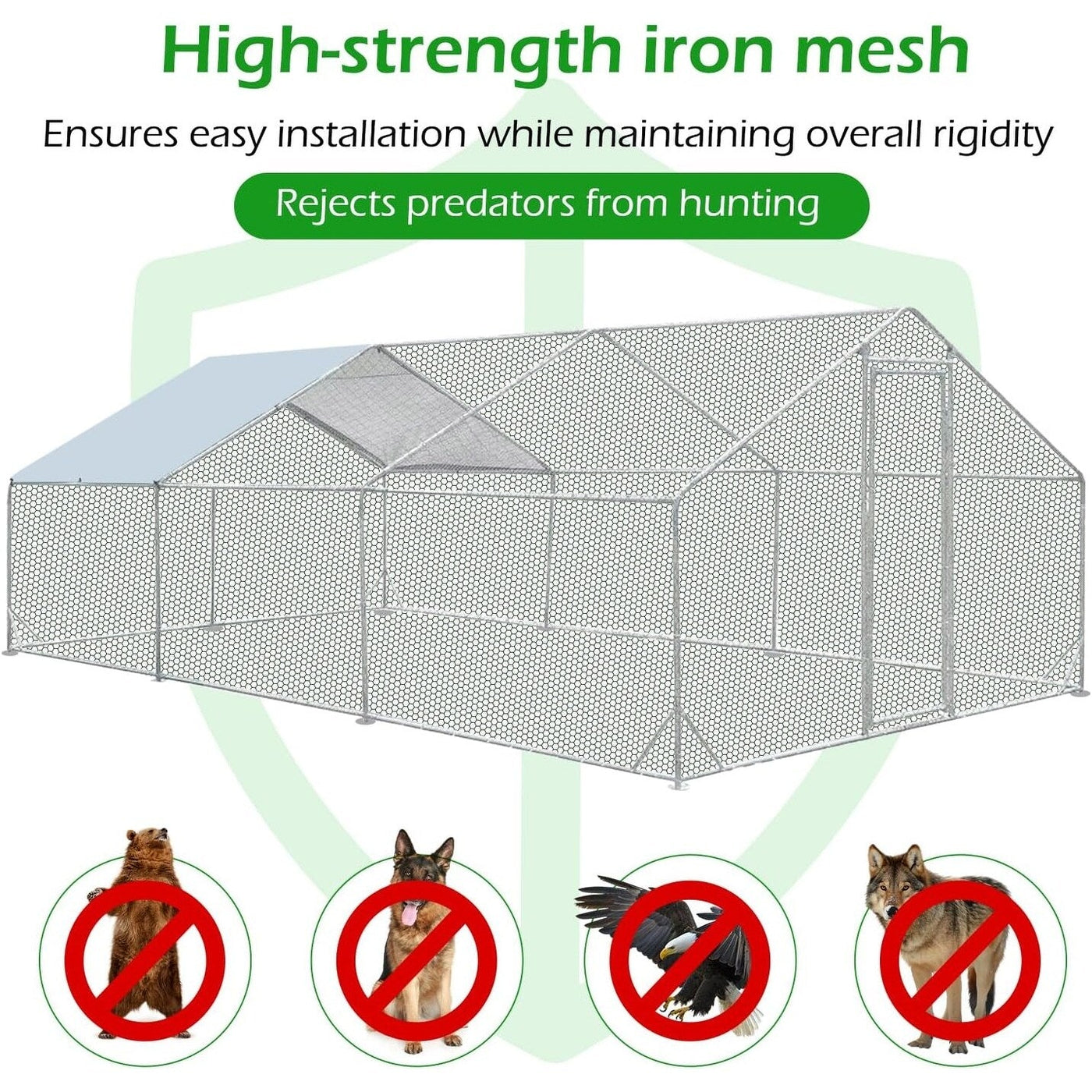 AECOJOY Large Metal Chicken Coop Run Walk-in Metal Chicken Cage