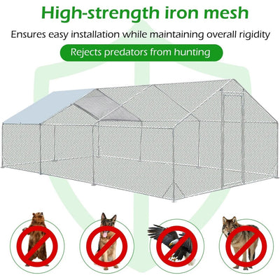 AECOJOY Large Metal Chicken Coop Run Walk-in Metal Chicken Cage