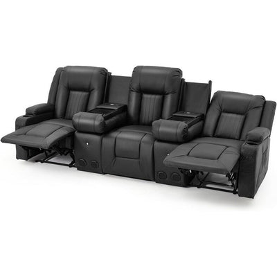 AECOJOY Recliner Sofa Manual RV Reclining Couch PU Home Theater Seating w/ Console