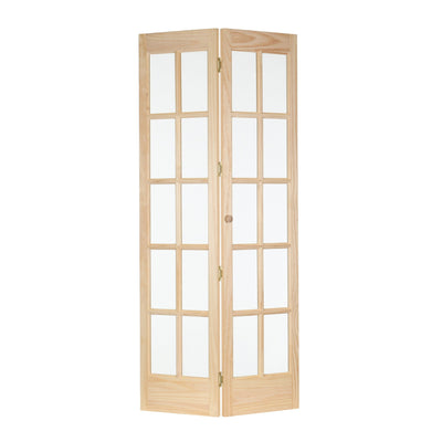 AWC Traditional Divided Glass Unfinished Pine 36-inch Bifold Door