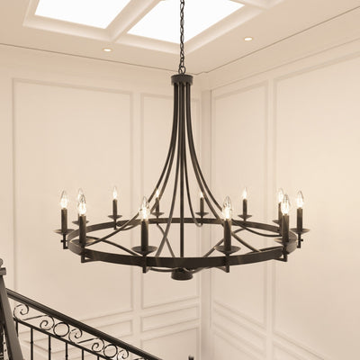 Fidenza 12-light Modern Farmhouse Empire Wagon Wheel Chandelier with UL - D40'' * H135''