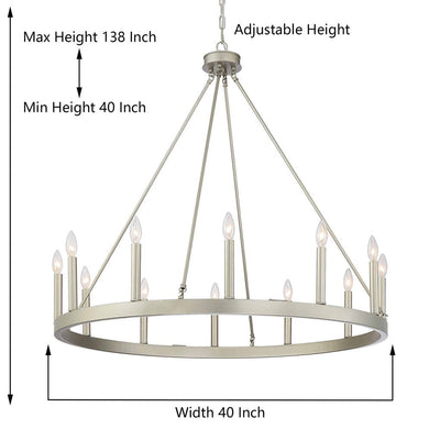 Acroma 12-light Farmhouse 40In Wagon Wheel Chandelier with UL - 40'' D x 138'' H