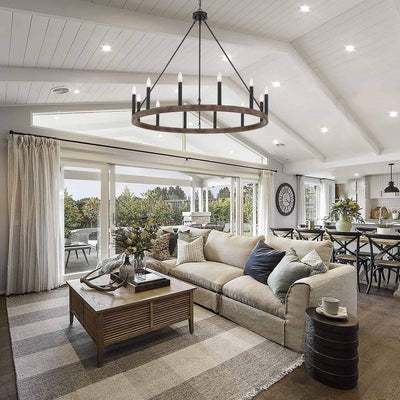 Acroma 12-light Farmhouse 40In Wagon Wheel Chandelier with UL - 40'' D x 138'' H