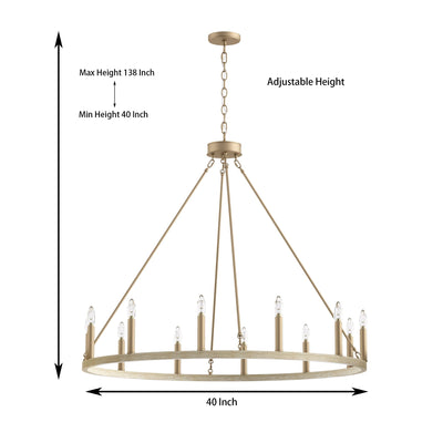 Acroma 12-light Farmhouse 40In Wagon Wheel Chandelier with UL - 40'' D x 138'' H