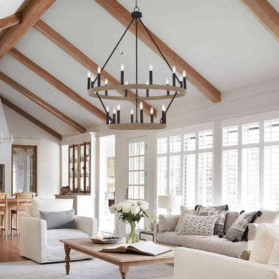 Acroma 20-light Modern Farmhouse 40In Round Wagon Wheel Chandelier with UL
