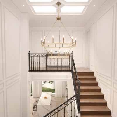 Acroma 20-light Modern Farmhouse 40In Round Wagon Wheel Chandelier with UL