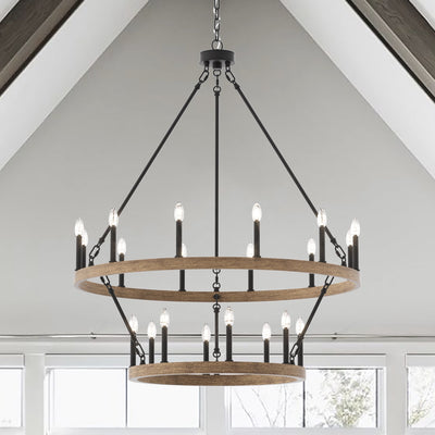 Acroma 20-light Modern Farmhouse 40In Round Wagon Wheel Chandelier with UL