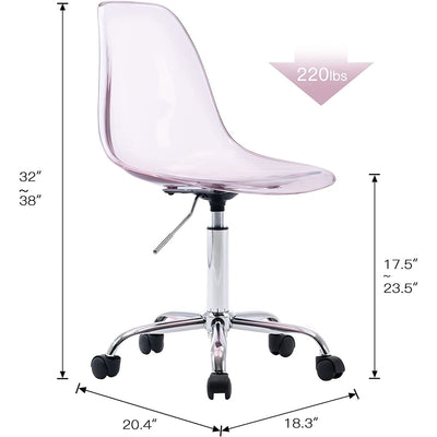 Acrylic Swivel adjustable height Armless Home office Rolling Chair