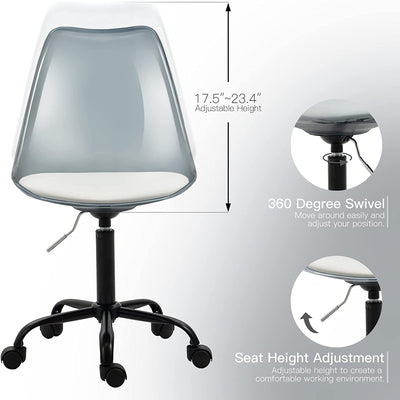 Acrylic Swivel adjustable height Armless Home office Rolling Chair
