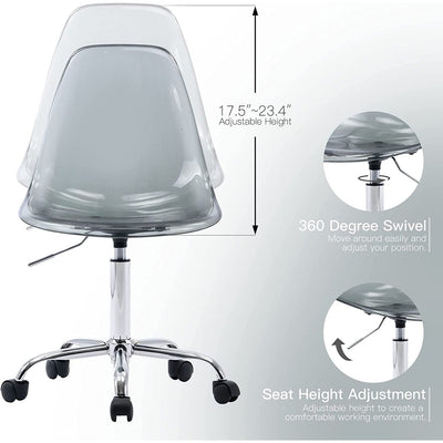 Acrylic Swivel adjustable height Armless Home office Rolling Chair