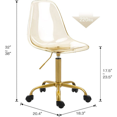 Acrylic Swivel adjustable height Armless Home office Rolling Chair