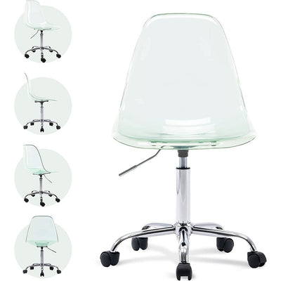 Acrylic Swivel adjustable height Armless Home office Rolling Chair
