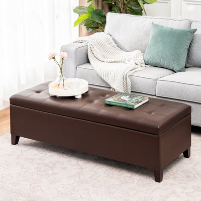 Adeco 50 Bonded Leather Storage Ottoman Bench