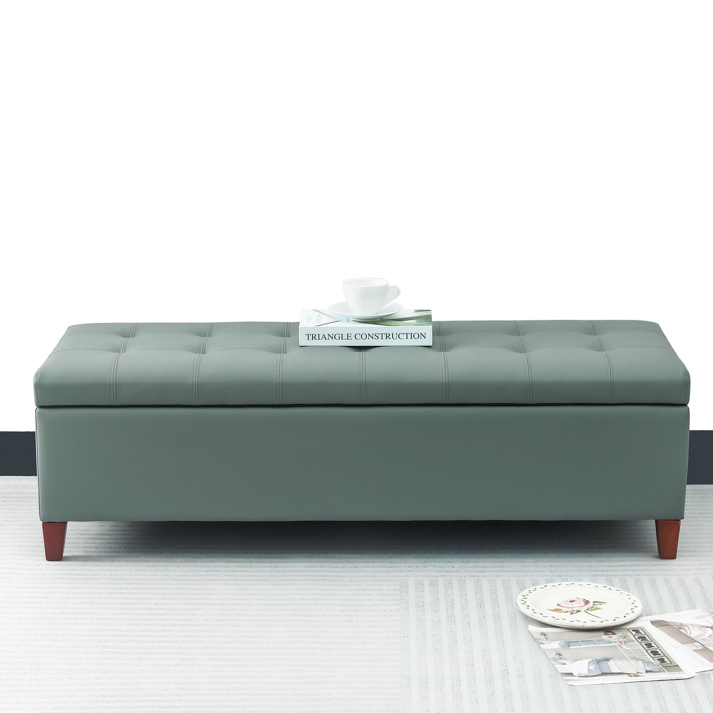 Adeco 50 Bonded Leather Storage Ottoman Bench