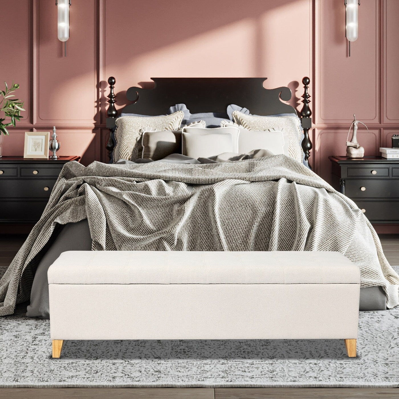 Adeco 50 Bonded Leather Storage Ottoman Bench