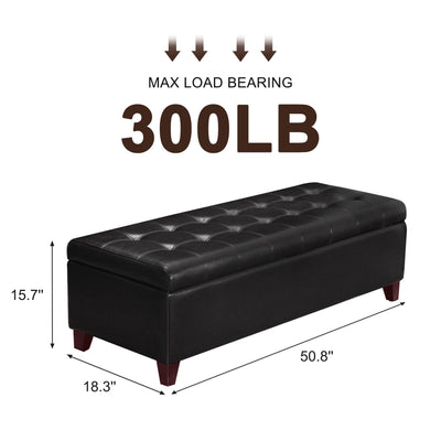 Adeco 50 Bonded Leather Storage Ottoman Bench