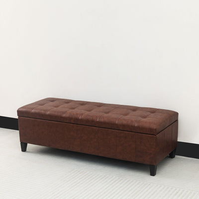 Adeco 50 Bonded Leather Storage Ottoman Bench