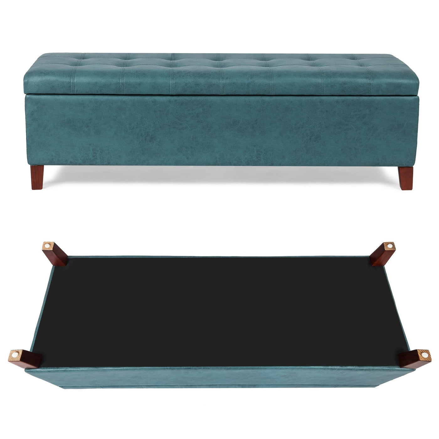 Adeco 50 Bonded Leather Storage Ottoman Bench