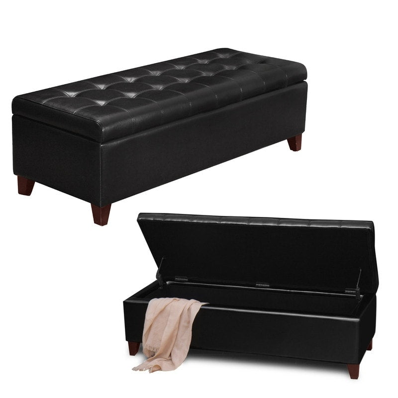 Adeco 50 Bonded Leather Storage Ottoman Bench