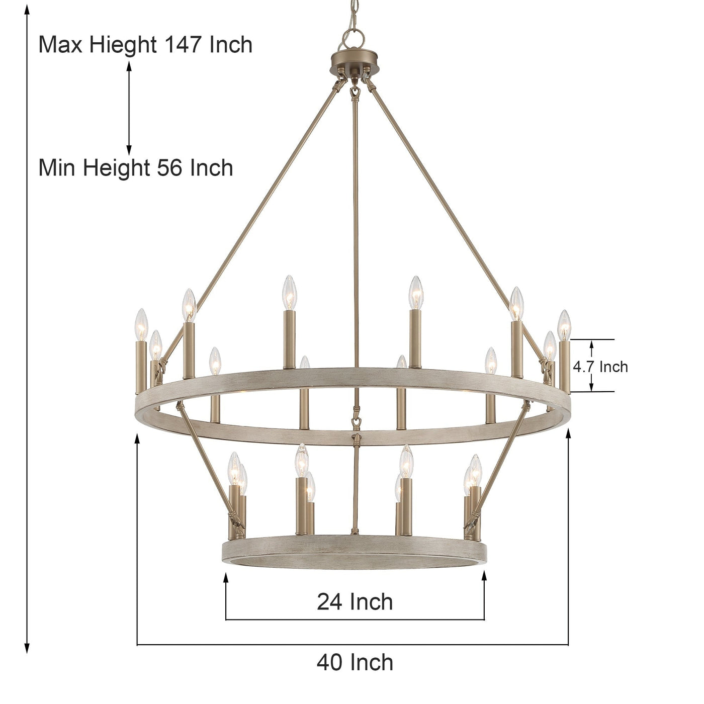 Acroma 20-light Modern Farmhouse 40In Round Wagon Wheel Chandelier with UL