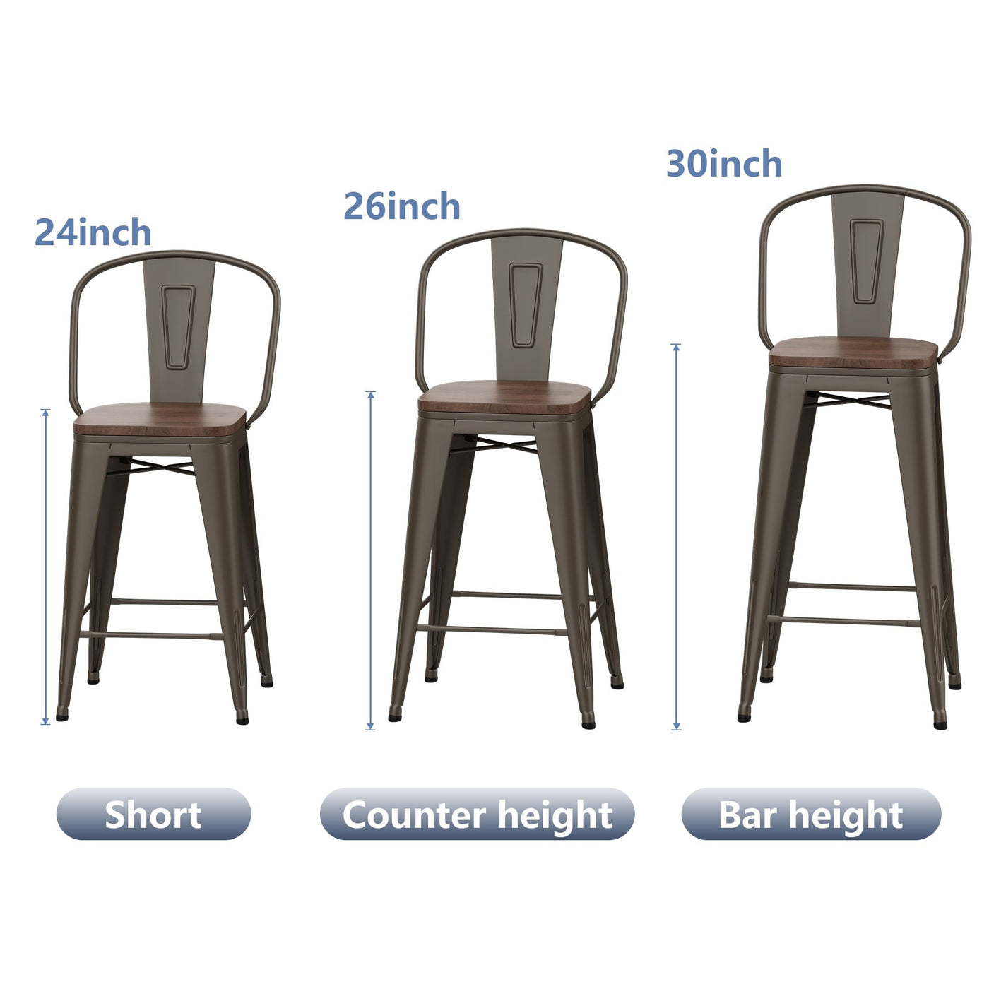 Andeworld farmhouse bar stools ,counter height bar stools set of 4 - Set of 4