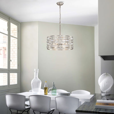 Anita Drum Shade Chandelier with Clear Glass Prism