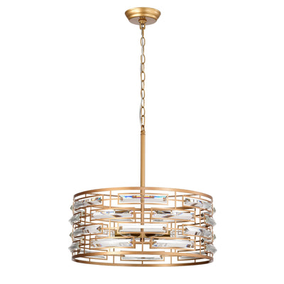 Anita Drum Shade Chandelier with Clear Glass Prism