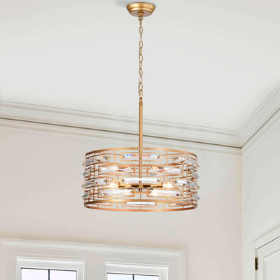 Anita Drum Shade Chandelier with Clear Glass Prism