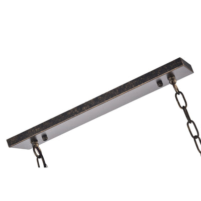 Antique Bronze 6-Light Rectangular Kitchen Island Lighting with Crystal Hanging - Antique Bronze