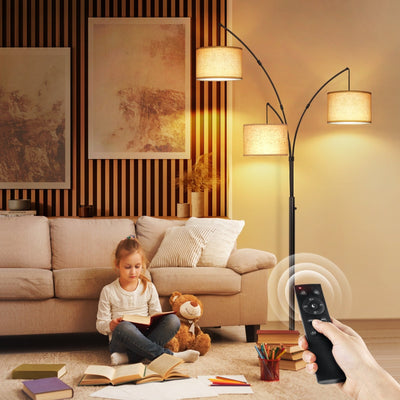 Arc LED Floor Lamp Dimmable Modern Black 3 Light Arched Tall Floor Lamp