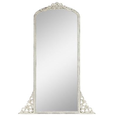 Arched Full-Length Solid Wood Carving Floor Mirror