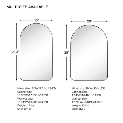 TEHOME Aristes Recessed Framed Medicine Cabinet with Mirror and Adjustable Shelves