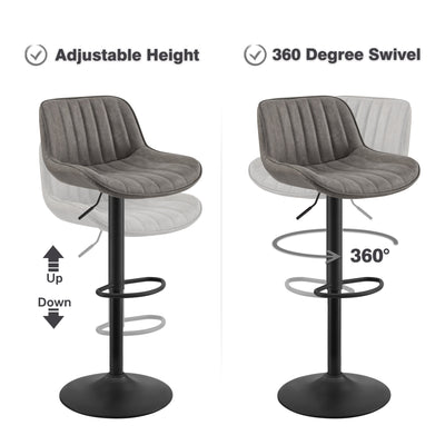 Art Leon Adjustable Height Swivel Barstool, Set of 2