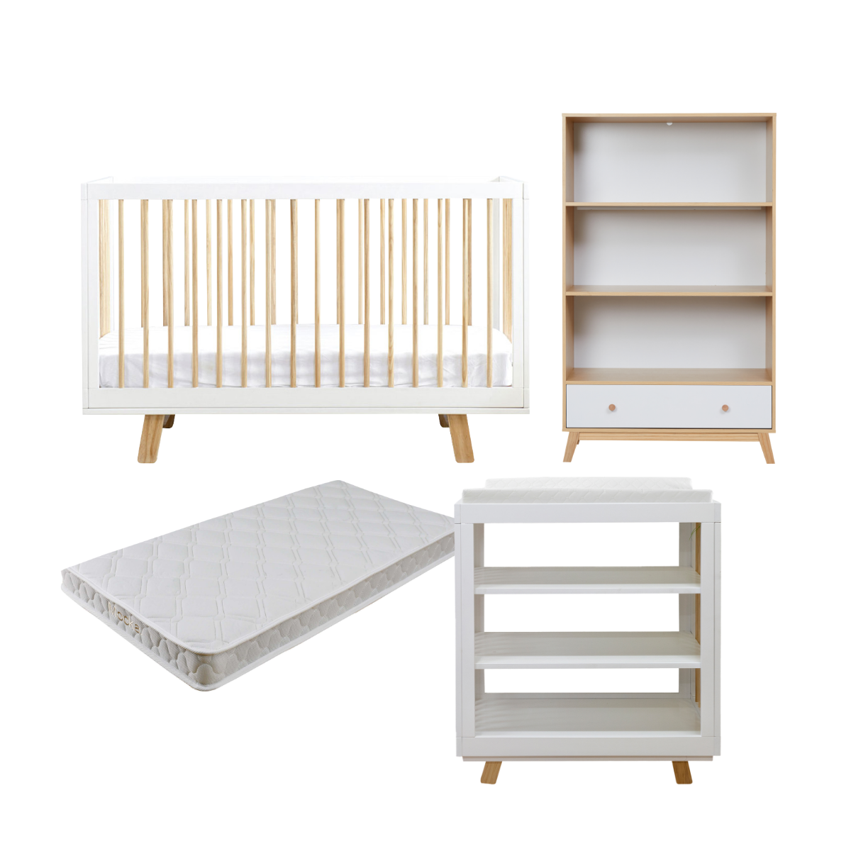 Aspen White Natural Five Piece Nursery Furniture Set