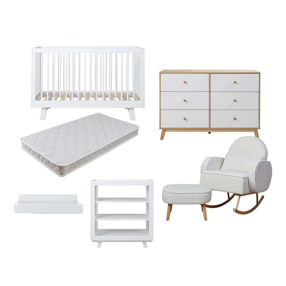Aspen White Seven Piece Nursery Furniture Set